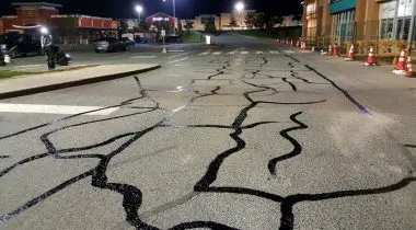 image of a road with crack filling