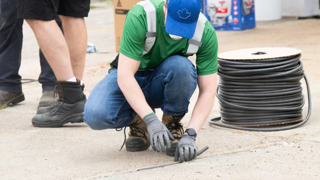 image of everline specialist doing concrete joint sealing