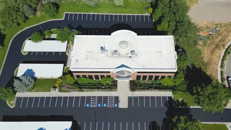 top view of a building and parking plot