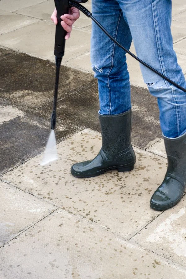 image of everline specialist pressure washing a concrete floor