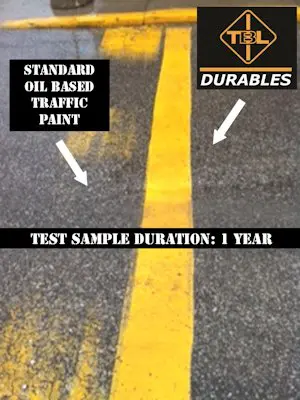 image of ordinary traffic paint versus tbl in one year