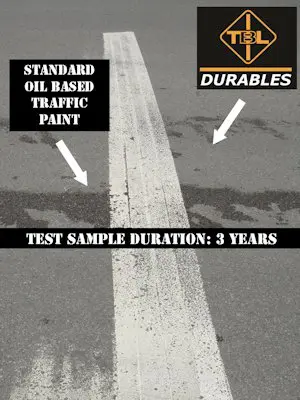 image of ordinary traffic paint versus tbl in three years